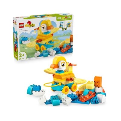 LEGO Duplo Animaux sur Roues 3-en-1 10448 | Jouet pour fille ou garçon dès 2 ans, jeu éducatif, canard, poisson, chien en brique avec roues, idée cadeau, 58 pièces
