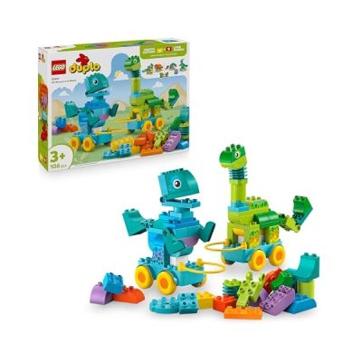 image LEGO Duplo Ma Ville Dinosaures sur Roues 3-en-1 Jeu Éducatif pour Fille ou garçon 3 Ans - Diplodocus, T-Rex, tricératops & stégosaure ou ptéranodon & Parasaurolophus - Figurines de Dinosaures 10451