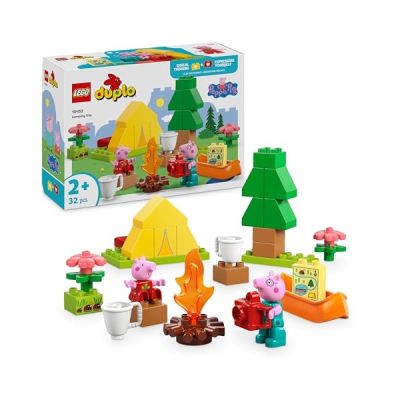 LEGO Duplo Peppa Pig Les Vacances au Camping - Jouet Montessori dès 2 Ans pour Fille ou Garçon - Inclut Tente, Canoë, Feu de Camp et 2 Figurines - Motricité Fine et Tri des Couleurs 10452