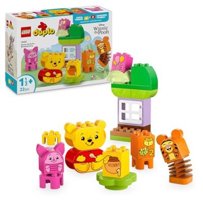 LEGO Duplo | Disney L’Anniversaire de Winnie l’Ourson - Jouet pour Enfants dès 1 an - Motricité Fine - Briques Chiffrées & 3 Figurines d'animaux Dont Tigrou & Porcinet - Cadeau Fille ou Garçon 10457