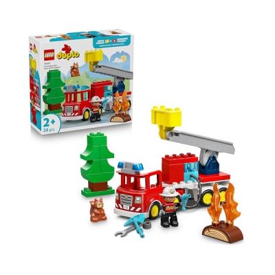 image LEGO Duplo Ma Ville Le Camion de Pompiers - Jouet Éducatif Stimulant la Motricité - Camion Rouge avec Échelle, Figurine & Écureuil - Idée de Cadeau d'anniversaire pour Garçon ou Fille dès 2 Ans 10473
