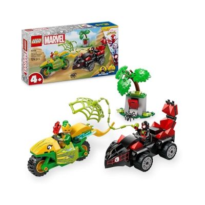 LEGO Marvel Course-Poursuite Entre Spin et Electro en Dino-véhicules - Jouet de Construction avec Voiture de Super-héros pour Les Enfants dès 4 Ans - Spidey et Ses Amis extraordinaires 11198