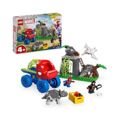 LEGO Marvel Sauvetage de l’équipe Spidey en Dino-véhicule - Jeu de Construction avec Camion de Super-héros et Dinosaure - Cadeau pour Enfants dès 4 Ans - Spidey et Ses Amis extraordinaires 11199