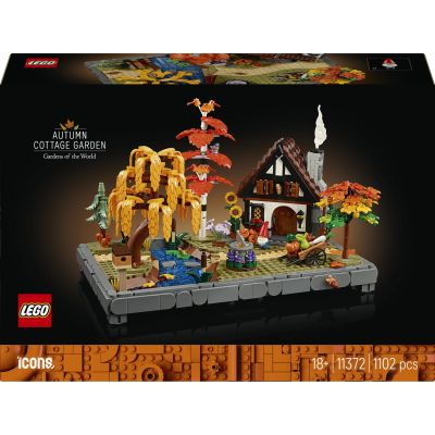 LEGO Icons Le Jardin d'automne 11372 | Set pour adulte, décoration DIY, maquette miniature, maison, 4 arbres, figurines animales et fleurs, idée cadeau, 1102 pièces
