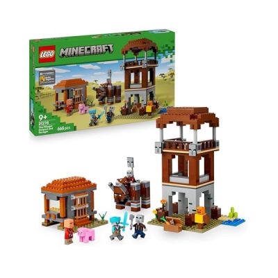 image LEGO Minecraft L’Avant-Poste de Pillards et Le Ravageur - Jouet de Construction - Figurine Articulée avec Mâchoires Mordantes & Forteresse de Village - Cadeau pour Gamer, Garçon ou Fille 9 Ans 21278