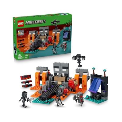 image LEGO Minecraft La Bataille du Wither - Jeu Interactif avec Guerrier Écarlate, Arpenteur, Cube de Magma & 2 Figurines Mobs de Wither Squelettes - Cadeau Gaming pour Garçon ou Fille dès 8 Ans 21590