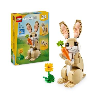 image LEGO Creator 3-en-1 L’Adorable Lapin - Jouet de Construction - Figurine d'animal se Transformant en Lama ou en Phoque - Cadeau d'anniversaire Original pour Fille ou Garçon dès 8 Ans 31162