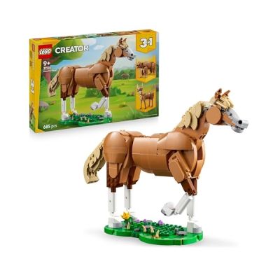 LEGO Creator 3-en-1 Le Beau Cheval - Jouet de Construction - Figurine d'animal se Transformant en Maquette d'ours avec Cascade ou de Chevreuil - Cadeau Original pour Fille ou Garçon dès 9 Ans 31166