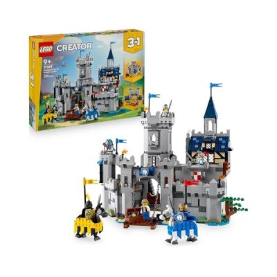 LEGO Creator 3-en-1 Le Château Médiéval des Chevaliers - Jouet se Transformant en Scène de Tournoi à Cheval ou en Village - 6 Minifigurines - Cadeau Original pour Garçon ou Fille dès 9 Ans 31168