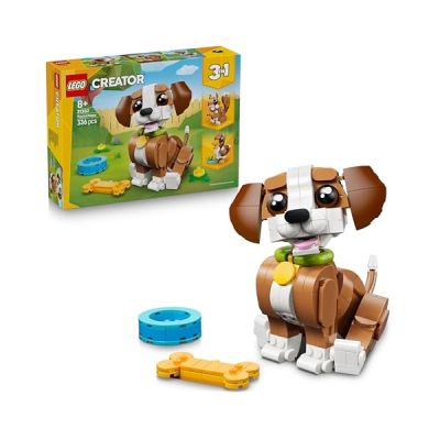 image LEGO Creator 3-en-1 Les Adorables Animaux : Le Chiot Joueur - Chien Jouet - Figurine d'animal se Transformant en Écureuil ou Canard - Cadeau Original pour Fille ou Garçon dès 8 Ans 31382