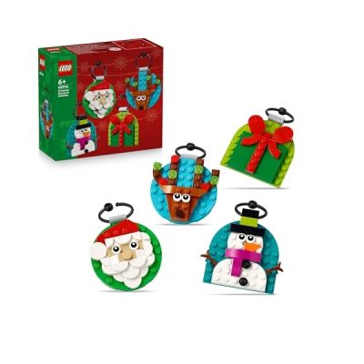 image LEGO Sélection de Décorations de Noël - Jeu de Construction - 4 Décorations de Sapin de Noël Dont Père Noël & Bonhomme de Neige - Loisirs Créatifs en Famille - Cadeau Fille ou Garçon dès 6 Ans 40744