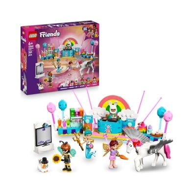 image LEGO Friends Soirée Déguisée avec Une Licorne et Une Fée - Jouet avec Scène & Cabine DJ, 4 Mini-Poupées, Churro Le Chat, Figurine de Cheval & Accessoires Amusants - Cadeau pour Fille dès 6 Ans 42661