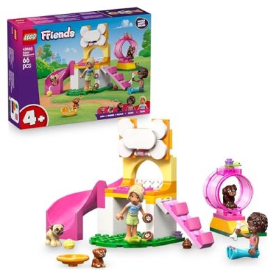 LEGO Friends L’Aire de Jeux des Chiots - Jouet de Construction - Parc avec Toboggan, 2 Mini-Poupées, 3 Figurines de Chiens & Accessoires - Cadeau Original pour Fille dès 4 Ans 42665