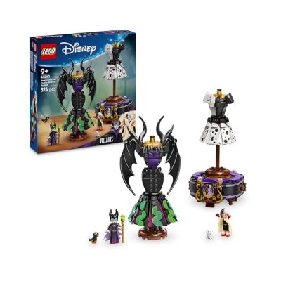LEGO ǀ Disney Villains Les Robes de Maléfique et Cruella D’Enfer - Jeu de construction pour fille ou garçon dès 9 ans - Présentoir, 2 mini-poupées & 2 figurines d'animaux - Cadeau d'anniversaire 43262
