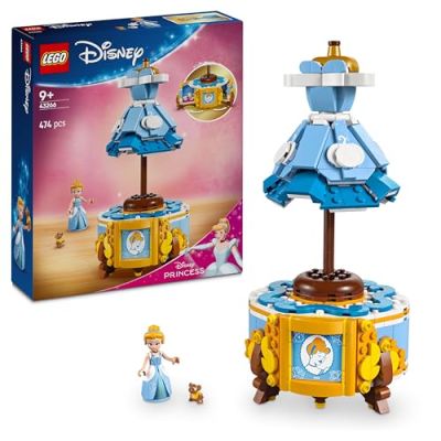LEGO ǀ Disney Princess La Robe de Cendrillon - Jeu de construction pour fille, garçon dès 9 ans - Inclut un présentoir ouvrant, une mini-poupée de Cendrillon et une figurine de Gus - Jeu créatif 43266