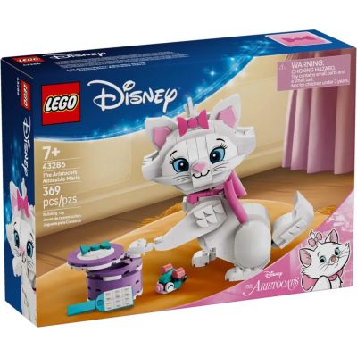 LEGO Disney L’Adorable Marie Les Aristochats 43286 | Jouet pour fille dès 7 ans, décoration de chambre DIY, figurine d’animal, nœud en tissu, jouet chat, idée cadeau, 369 pièces