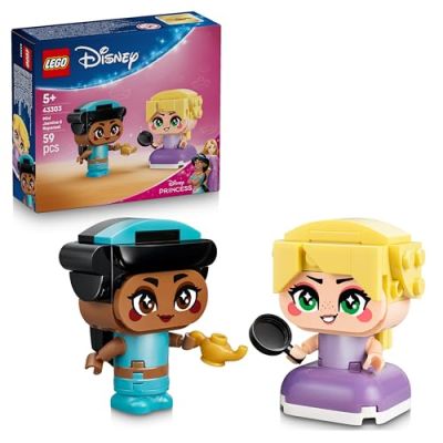 LEGO ǀ Disney Princess Jasmine et Raiponce Miniatures - Figurines - Jouet Collector avec 2 Mini-Poupées & Accessoires Dont Une Lampe Magique - Petit Cadeau dès 5 Ans pour Fille ou Fan 43303