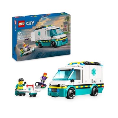 image LEGO City L’Ambulance de Secours - Jeu de Construction avec 2 minifigurines de skateuse et d’ambulancier - Jouet interactif pour garçons et Filles dès 5 Ans - Idée de Cadeau pour Jeunes Enfants 60451