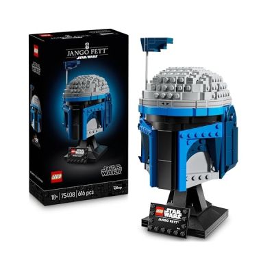 image LEGO Star Wars : L’Attaque des Clones Le Casque De Jango Fett - Maquette De Mandalorien pour Adulte - Set De Construction avec Présentoir, Plaque & Télémètre Réglable - Cadeau pour Fans 75408