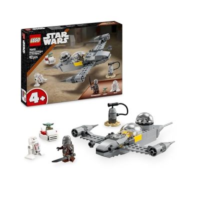 image LEGO Star Wars 75410 Jeu de construction Le chasseur N-1 de Mando et Grogu avec The Mandalorian - Minifigurines de Grogu & R5-D4, Station essence à construire - Vaisseau spatial pour enfants dès 4 ans