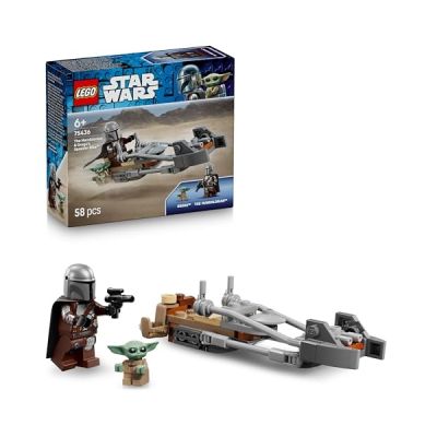 image LEGO Star Wars 75436 Le Speeder Bike du Mandalorien et Grogu - Jouet de Construction - Figurine de Grogu & Minifigurine de Din Djarin avec Blaster - Cadeau d'anniversaire pour Garçon dès 6 Ans & Fans