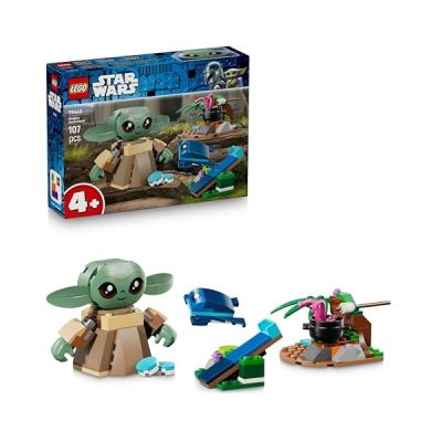 image LEGO Star Wars 75443 chez Grogu - Jouet de Construction avec Figurine de Grogu & Grenouille de Sorgan - Catapulte & Macarons Bleus - Cadeau pour Fille ou Garçon dès 4 Ans & Fans du Mandalorien