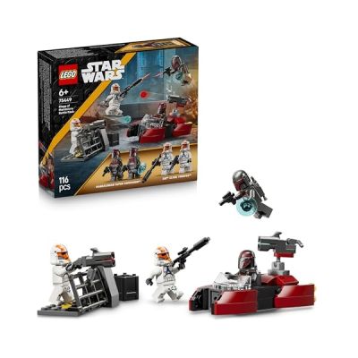image LEGO Star Wars 75449 Pack de Combat Le Siège de Mandalore - Jouet d'action avec Minifigurines de 2 Mandaloriens & 2 Clone Troopers - Speeder & Pistolets Blasters - Cadeau pour Garçon dès 6 Ans & Fans