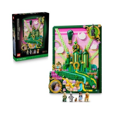 image LEGO Wicked Tableau d’Emerald City - Art Mural - Set de Construction 3D pour Adulte - Maquette avec 6 Minifigurines & Figurine de Toto Le Chien - Décoration DIY - Cadeau pour Fans du Film 75685