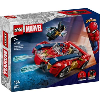 LEGO Marvel Spider-Man et sa Voiture Contre Wolverine vénomisé 76336 | Jouet pour garçon dès 7 ans, 2 minifigurines et 2 fusils à ressort, jouet de super-héros, voiture, idée cadeau, 134 pièces