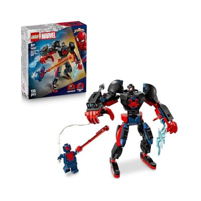 image LEGO ǀ Marvel Le Robot de Miles Morales Contre Spider-Man 2099 - Jouet Super-Héros avec Figurine d'action & 2 Minifigurines - Toile Tranchante & Fusil à Tenons - Cadeau pour Garçon dès 6 Ans 76337