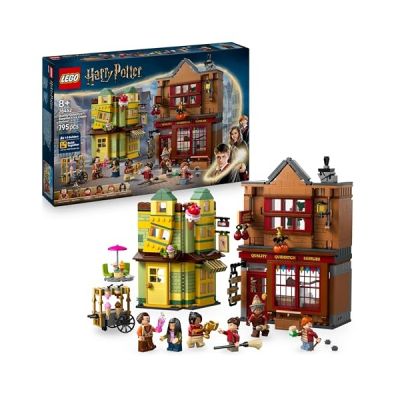 image LEGO Harry Potter Magasin d'Accessoires de Quidditch et Marchand de Glaces - Jeu de Construction - 2 Boutiques du Chemin de Traverse, 6 Minifigurines & Nimbus 2000 - Cadeau Garçon ou Fille 8 Ans 76452