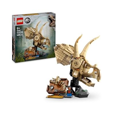 LEGO Jurassic World Les fossiles de Dinosaures : Le crâne du tricératops - Jeu de Construction pour garçon et Fille dès 9 Ans - Idée Cadeau pour passionnés d'animaux préhistoriques 76969