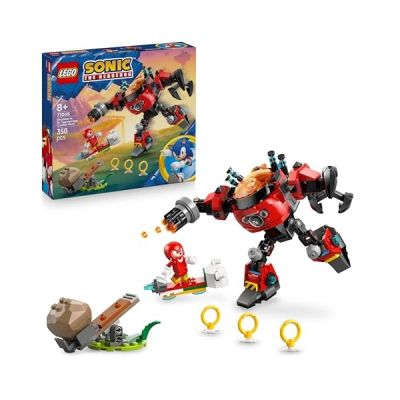 LEGO Sonic The Hedgehog Knuckles Contre l’Egg Crusher de Dr. Eggman - Jouet Robot - 2 Minifigurines, Anneaux & Émeraudes du Chaos - Cadeau pour Garçon, Fille & Fans de Jeux Vidéo dès 8 Ans 77005