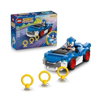 LEGO Sonic The Hedgehog Sonic : Le Bolide Ultra-Rapide - Jouet Voiture de Course avec Minifigurine, Émeraude du Chaos & 3 Anneaux d’Or - Cadeau Gaming pour Garçon ou Fille dès 7 Ans 77117