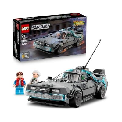 image LEGO Speed Champions La Machine à Remonter Le Temps de Retour vers Le Futur - Jouet Voiture - Maquette avec Minifigurines de Doc Brown & Marty McFly - Cadeau pour Garçon, Fille & Fans dès 9 Ans 77256