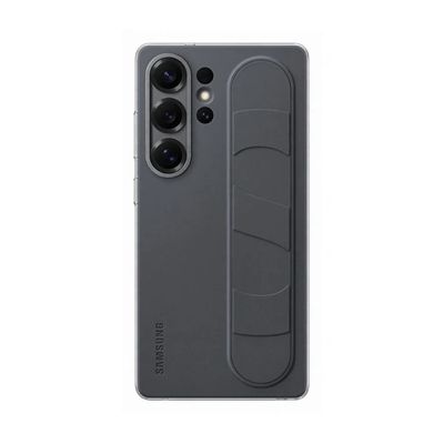 image Coque en Silicone avec lanière et Support Noir pour Samsung Galaxy S25 Ultra