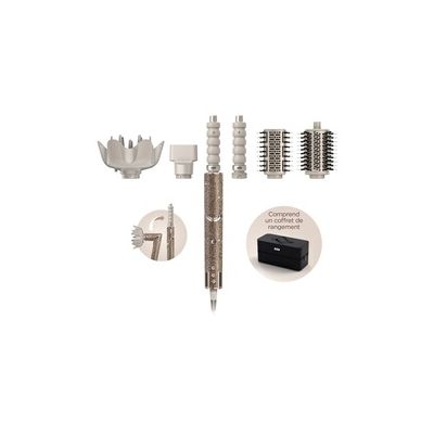 image Shark FlexStyle 5-en-1 Air Styler & Sèche-cheveux, Boucleurs Auto-Wrap, Brosse Plate, Brosse Ovale, Concentrateur, Diffuseur, Étui de Rangement, sans Dommage Thermique, Champagne HD446SLEU