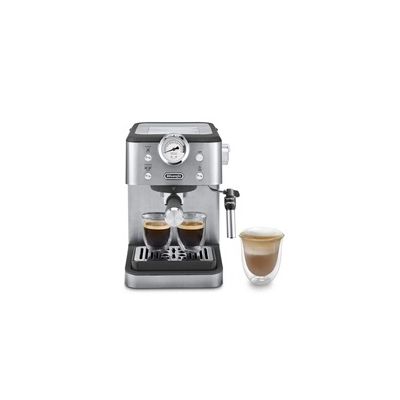 image De'Longhi Linea Classic EM450.M Machine à café manuelle avec tige vapeur, machine à expresso avec pompe barista, buse pour cappuccino, filtre double paroi, 15 bar, tasse jusqu'à 13 cm, acier