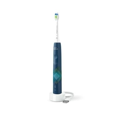image Philips Sonicare 4100 - Brosse à dents électrique sonique avec deux modes, Capteur de pression et minuterie, Bleu marine, modèle HX3689/42