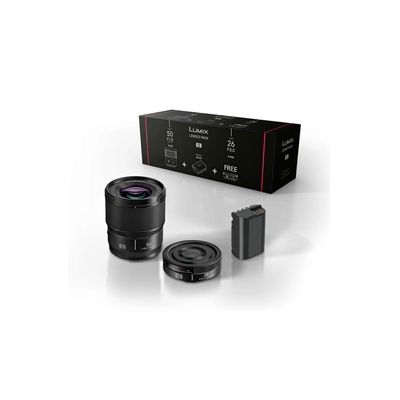 image Kit Accessoires Optique fixe grand angle 26mm S-R26E + Optique fixe Portrait 50m f1.8m S-S50ME + Batterie  DMW-BLK22EB pour lumix S5 et S9
