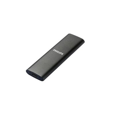 Philips Portable External SSD 1 to - Ultra Fin SATA Ultra Speed ​​USB-C - USB, Vitesse de Lecture jusqu'à 540 Mo/s, Vitesse d'écriture jusqu'à 540 Mo/s, Aluminium