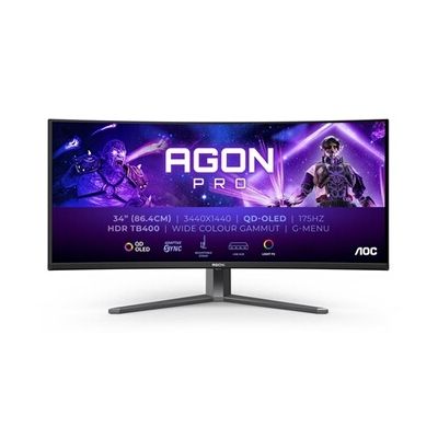 image AOC Moniteur de Jeu incurvé OLED WQHD 34 Pouces, 175 Hz, 0,03 ms, FreeSync Premium Pro, Comp. G-Sync, HUB USB, 2X HDMI, DisplayPort, HDR400 (3440x1440)