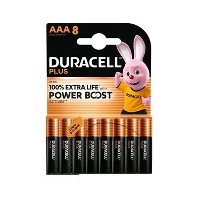 image DURACELL Plus Piles AAA (Lot de 8) – Piles Alcalines 1,5 V–Durent Jusqu’à 100% Plus Longtemps grâce aux Actifs Power Boost–Fiable pour Vos Appareils du Quotidien–Emballage 0% Plastique– MN2400