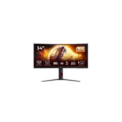 image AOC Gaming CU34G4 - Moniteur Quad HD 34 Pouces, 180 Hz, 1 ms, FreeSync Prem., HDR10 (2560x1440, 1x HDMI 2.0, 1x DisplayPort 1.4) Noir-Rot