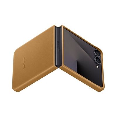 image Samsung Kindsuit EF-VF766 Étui de Protection pour Smartphone Galaxy Z Flip7, Aspect Cuir, Anti-Rayures, Camel