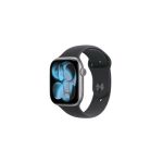 image produit Apple Watch Series 11 [GPS + Cellular 46 mm] Montre connectée avec boîtier Gris sidéral et Bracelet Sport Noir. Score de Sommeil, Moniteur d’activité, Suivi de la santé, écran Toujours activé