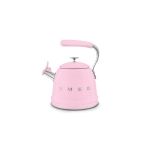 image produit Smeg, Bouilloire Sifflante WKF01PK, en Acier Inoxydable, Capacité 2,3 L, Couvercle Amovible et Bec Doseur, Compatible avec Induction, Rose