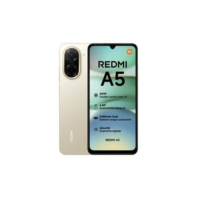 image XIAOMI Redmi A5 4G Smartphone, 3+64Go, Couleur Or, Grand écran 6.88", Appareil Photo Principal 32MP, Batterie 5200 mAh (typ), sans Chargeur Inclus
