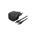 image produit secteur USB-C 45W, avec câble d\'un mètre USB-C vers USB-C inclus, noir.