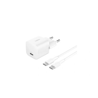 image Belkin Chargeur Secteur USB-C (25W, câble USB-C de 60 W et de 1 m, Prise USB pour Smartphone, PD 3.0 avec PPS, pour Apple iPhone 16 Serie, iPad Pro, Samsung Galaxy S25, Nintendo Switch, etc., Blanc)
